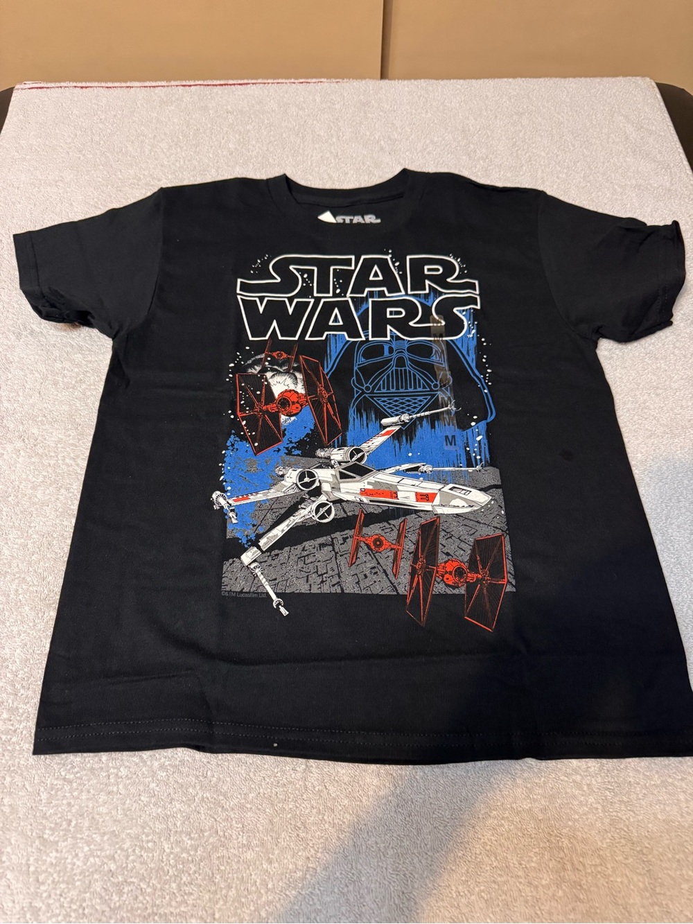 Kids Star Wars Graphic Tee - Black with Blue & Red Print Size Medium New